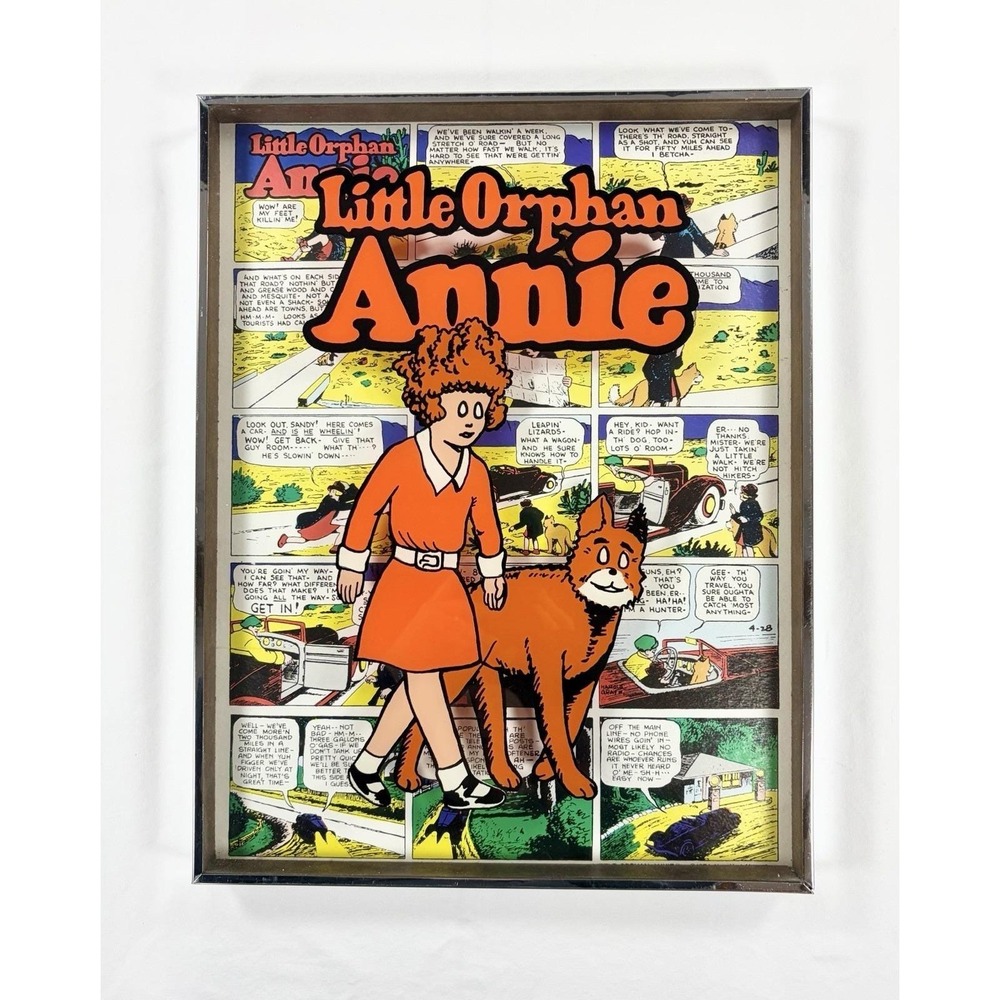 Vintage 1974 Little Orphan Annie 3D Comic Strip Framed Wall Art Picture 18x14
